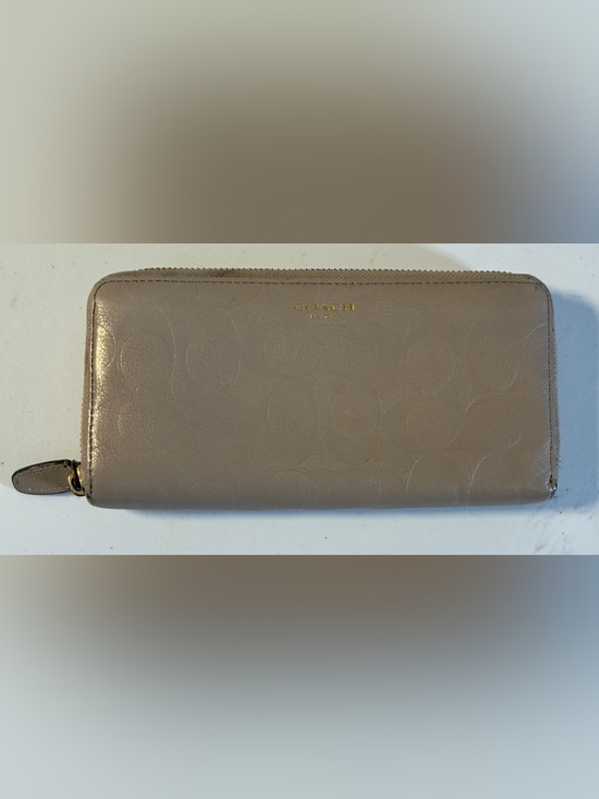 Coach Handbags - Coach Taupe Debossed Signature Zip Around Wallet